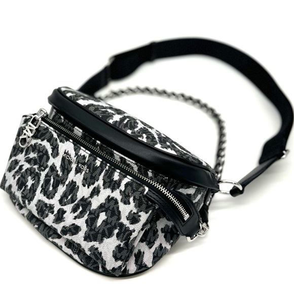 Michael Kors Medium Slater Sling Pack Chain Messenger Crossbody Bag Black Multi